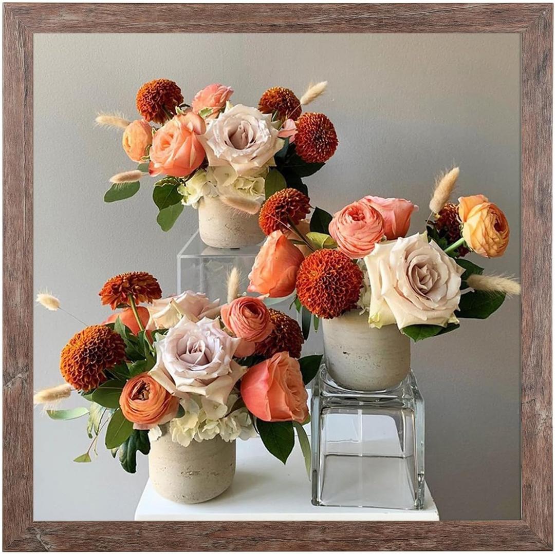 Capcillin 20x20 Picture Frame, Rustic Brown Poster Frame, Composite Wood with Polished Plexiglass - Horizontal and Vertical Formats for Wall, Wall Gallery Photo Frames