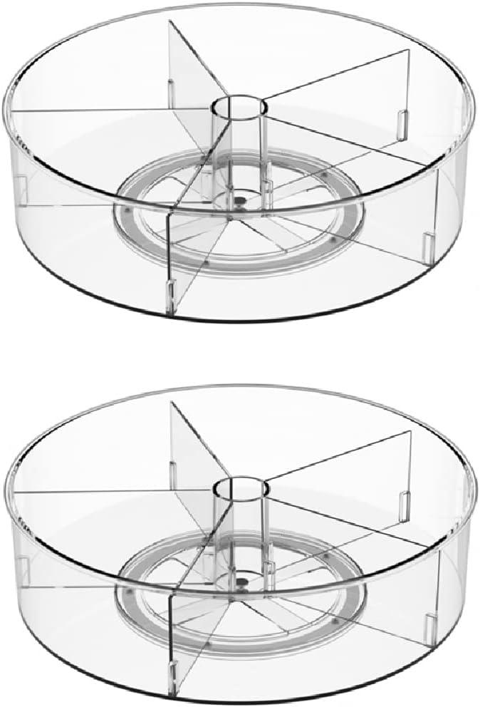 Slideep Lazy Susan Plastic Turntable Divided Spinner for Kitchen Cabinet, Pantry, Fridge, Cupboard, Counter Organizing Fully Rotating Organizer for Food, Spices, and Condiments, 11.5" Clear - 2 Pack Slideep Lazy Susan Plastic Turntable Divided Spinner for Kitchen Cabinet, Pantry, Fridge, Cupboard, Counter Organizing Fully Rotating Organizer for Food, Spices, and Condiments, 11.5" Clear - 2 Pack