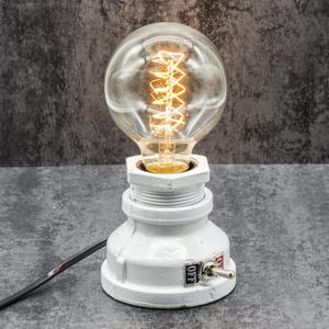 Loft Style Lamp, Corporal White Steampunk Industrial Vintage Style, Water Pipe Table Desk Light with Dimmer, Aged Rustic Metal (White) Replace The Bulb with dimmable Bulbs only