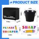 Yaocom Stainless Steel Pencil Dispenser Pen Holder Pencil Bucket with 2 Stickers Small Metal Bucket with Handle for Bulk Pencils Storage Supplies(Black)