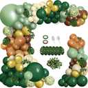 148 pcs Safari Balloon Arch Kit, Sage Green Brown Jungle Wild One Balloon Garland with Animal Print Balloons Palm Leaves for Woodland Tropical Birthday Party Supplies Shower Decorations