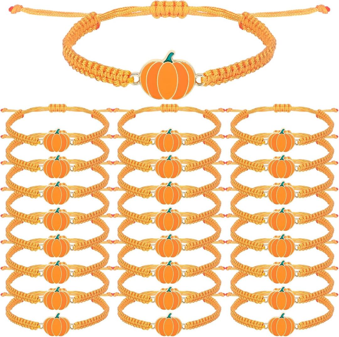 Landical 24 Pack Thanksgiving Friendsgiving Fall Pumpkins Bracelets Gifts Bulk Fall Party Favors Pumpkins Charms Gift for Women Ideas Party Favors Supplies