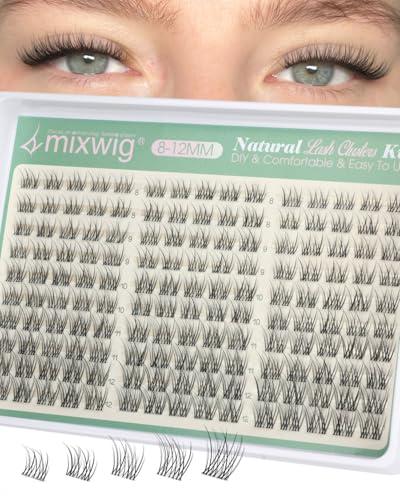 Short Lash Clusters 8-12MM Natural Eyelash Clusters Invisible Band Cluster Eyelash Extensions Wispy Cluster Lashes C Curly Individual Lashes 150PCS DIY Lash Extension by Lvmixwig