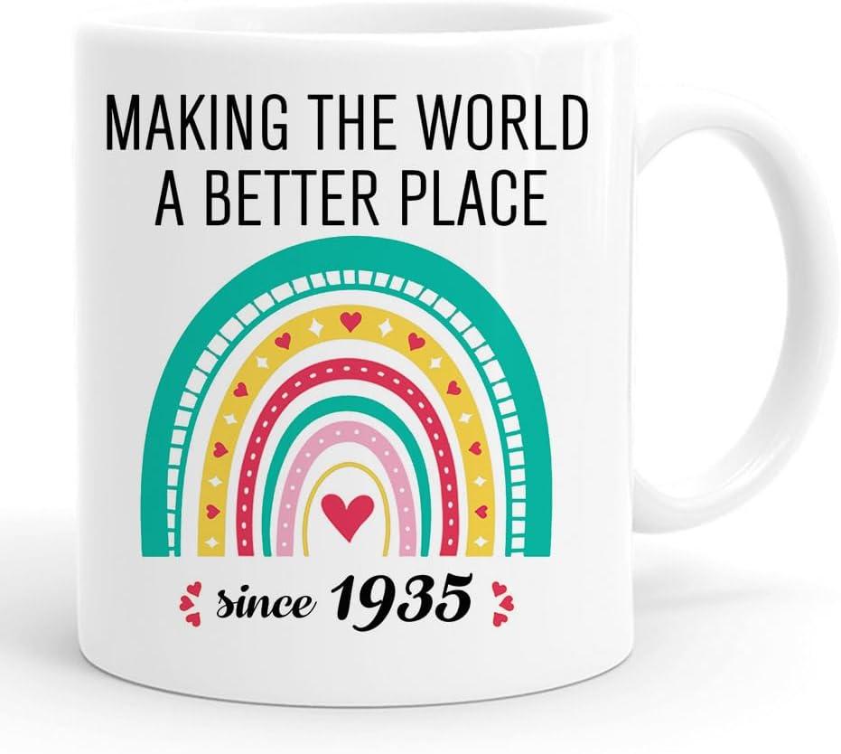 91st Birthday Gifts For Women Men Coffee Mugs, Making The World A Better Place Since 1935 Cup For Grandpa Grandma, 91 Yr Old Birthday (1935)