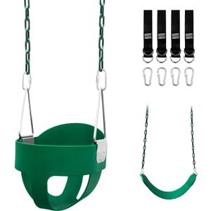 Toddler Swing Set for Outside - High Back Full Bucket Seat with 4 Hanging Straps and Hooks for Kids, Infants, Baby - Outdoor Tree Swing (Blackish Green)