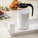 2 Quart Glass Pitcher with Lid - Airtight & Leakproof Mason Jar Pitcher with Filter Lid, Wide Mouth Glass Jar, Heavy Duty Glass Container for Water, Juice, Milk, Tea, Iced Coffee, and Drinks