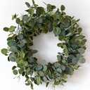 Eucalyptus Wreaths for Front Door 22", Handmade Green Leaves Wreath for Summer, Spring and All Seasons, Greenery Floral Wreath for Wall and Outside