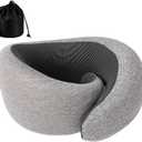 2pack Memory Foam Neck Pillow Whiplash Travel Portable Lunch Break Airplane U-Shaped Pillow Sleep Camping Pillow Carrying Bag (Gray)