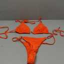 Sexy Bikinis for Women 2 Piece Bikini Spaghetti Strap Swimsuits Solid Color Bathing Swimwear Triangle Bathing Suit (Medium, Orange)