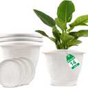 Plastic Flower Pots Planters for Indoor Plants, 4 Pack 14 Inch White Plant Pots with Drainage Hole & Tray, Modern Decorative Large Plant Pot with Saucer for Indoor Outdoor Plants Garden House Planter