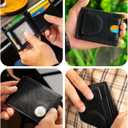 2 x Men's Slim RFID Wallet: Leather Ultra Thin Billfold for 14 Cards with Hidden AirTag Holder, Cash Pocket & Gift Box, Black
