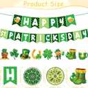 19Pcs St Patricks Day Decorations, Green Lucky Shamrock Happy St. Patricks Day Banners, Hanging Swirls and Paper Fans for Home Office Irish Party Favors Supplies