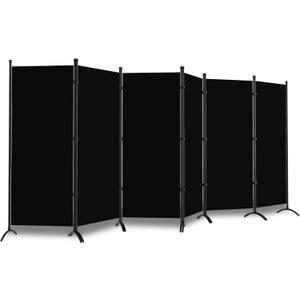 Room Divider, 6 Panel Room Dividers and Folding Privacy Screens, 6FT Partition Room Office Wall Divider for Separation 200" W Fabric, Portable Freestanding Room Divider Wall (Black)