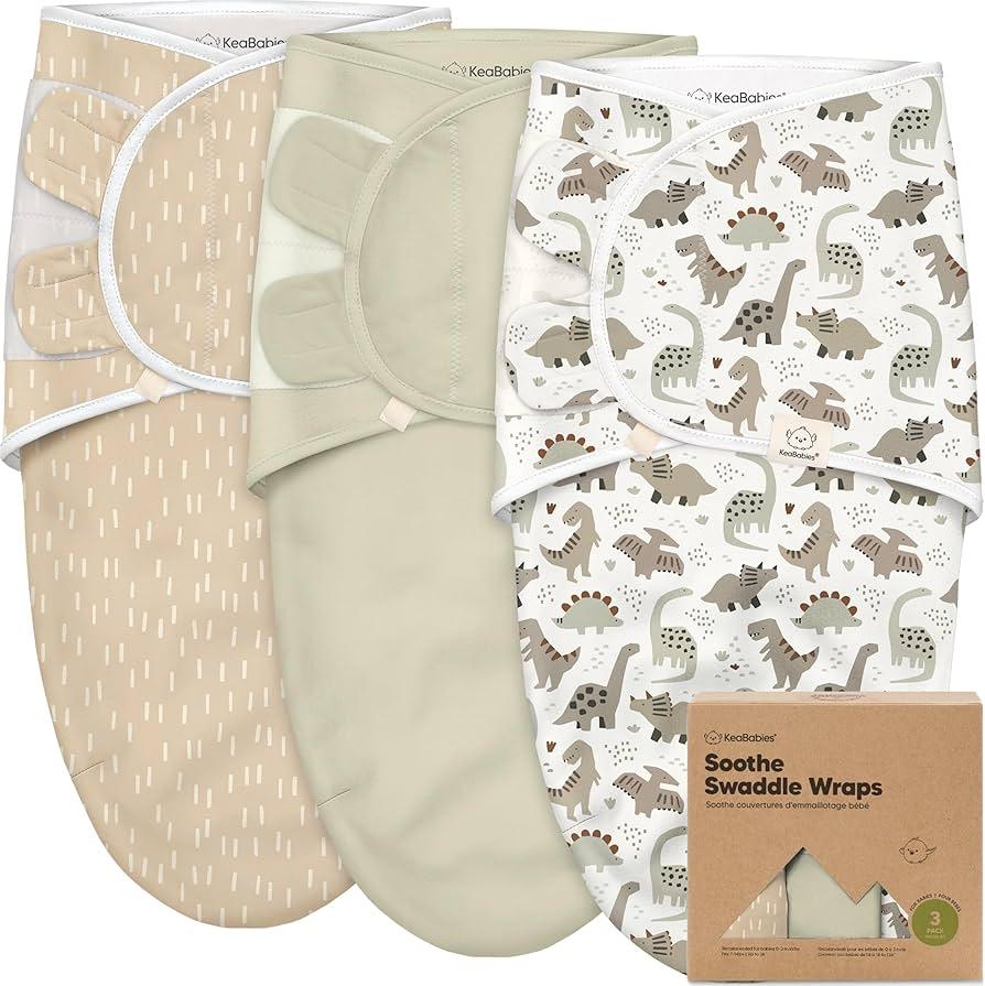 3-Pack Organic Baby Swaddle Sleep Sacks - Swaddles for Newborns, Infant 0-3 Months, Baby Girls, Boys, Soft & Snug Newborn Sleep Sack, Nursery Swaddling Blankets (Dino Ridge, OS)
