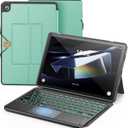 INFILAND Keyboard Case for Samsung Galaxy Tab A9 Plus 5G with 7-Color Backlight & High Precision Trackpad, Slim and Portable Detachable Folder Style Keyboard Case for Tab A9 11 inch (05-Mint Green)