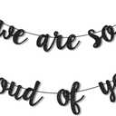 2025 Graduation Banners Party Decorations, We are So Proud of You Black Glitter Graduation Banners Garland for Congrats Class of 2025 Supplies Congratulation College High School Grad Party Favors
