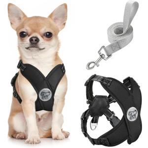 Pawaboo Small Dog Harness and Leash Set, Puppy Harness X-Frame No Pull No Choke, Dog Vest Harnesses Adjustable for Small Medium Sized Dogs, Soft Breathable Pet Harnesses for Walking Outing (S, Black) (S(Neck 12.6-16.5" Chest 12.6-22.8"))