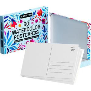 ARTISTRO 30 Watercolor Postcards 4x6 Inches - Heavyweight Paper Cards 140lb (300gsm) - Blank Postcards for Mailing, DIY Thank You Card, Greetings Cards, Easter, Invitations, Birthday and More