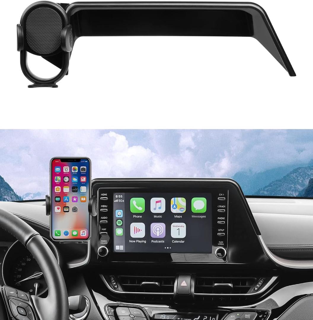 Autorder Custom Fit for Car Phone Holder 2019-2022 Toyota C-HR CHR Accessories Phone Mount with Dash Organizer 8" Screen Cell Phone Automobile Cradles Hands-Free 360 Degree Rotation