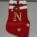 HYTENSUN Letter Christmas Stockings 15.6 Inches Monogram Red Velvet with Bell Xmas Stockings Classic Personalized Stocking Decorations for Family Holiday Season Decor (Sod023rdd)