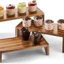 Acacia Wood Risers Display Stands Set of 3 - Wooden 3 Tier Cupcake Stand - 3 Tiered Riser for Vendors - Decorative Display Risers for Food Desserts Stand, Perfume, Funko POP at Party Wedding (Large)