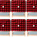 Queekay 6 Pieces Christmas Chair Back Covers Santa Hat Buffalo Plaid Christmas Dining Chair Protector Elastic Gingham Cover for Dining Kitchen(Black Red)