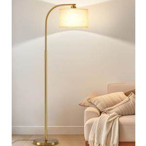 Gold Floor Lamp for Living Room,65'' Modern Standing Lamps with LED Bulb,Elegant Floor Light with Fabric Shade,Tall Lamp for Bedroom Office Study Room Corner Dining Room（Remote not Include）