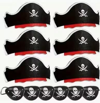 6 pcs Pirate Costume Accessories Set Pirate Hat and Suit Halloween Props Party Supplies Cosplay Accessories for Halloween Birthday Game