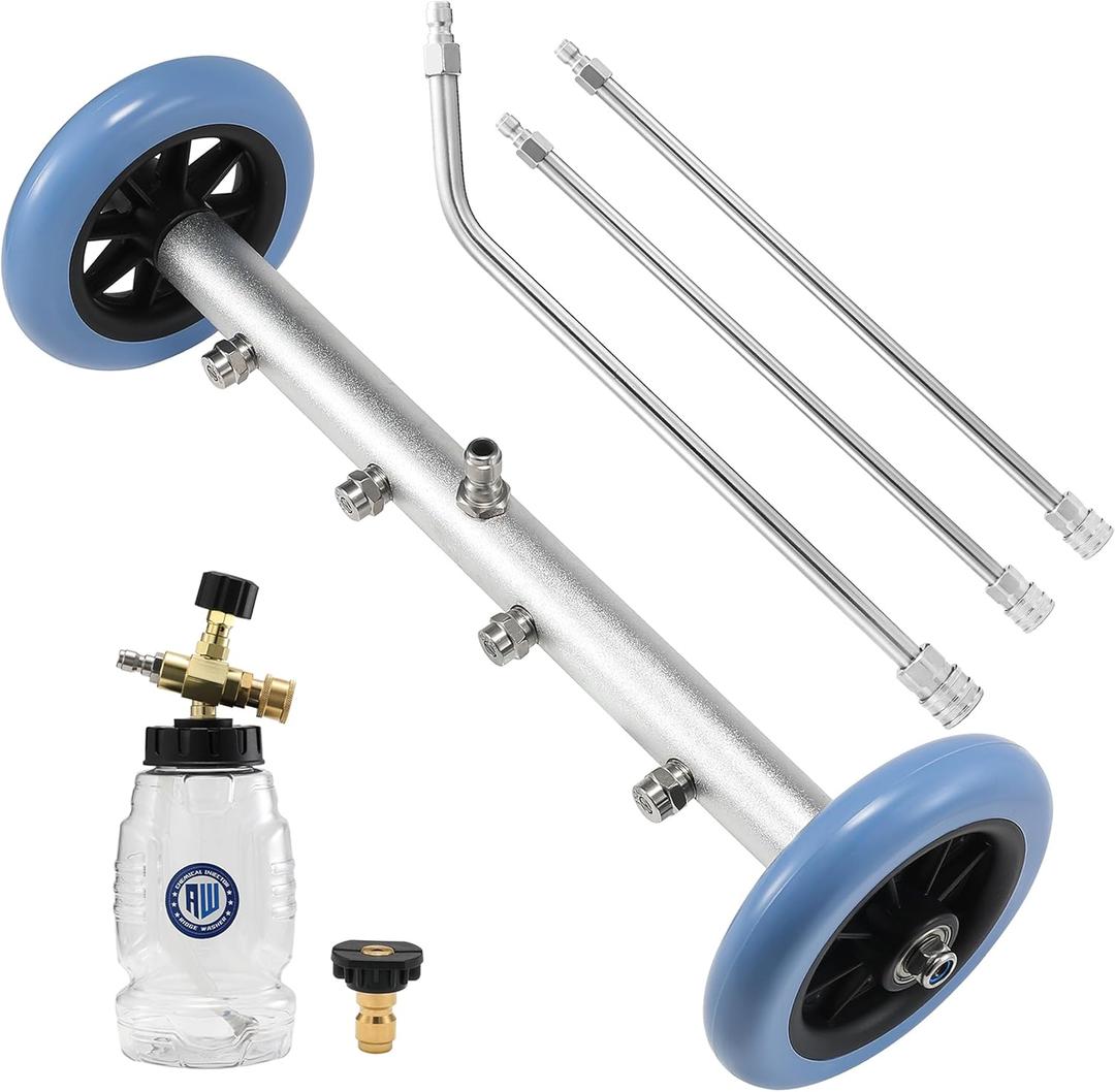 RIDGE WASHER Pressure Washer Undercarriage Cleaner, 16 Inch Under Car Washer with Chemical Injector Bottle, Undercarriage Power Washer with Straight Extension Wand, 4000 PSI