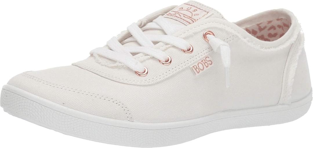 Skechers Women's Bobs B Cute Sneaker  Memory Foam, Flexible Outsole, Lightweight Vegan Shoes (6, White)
