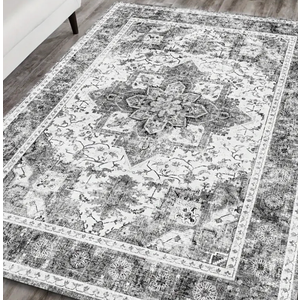 WITSHOCK Living Room Area Rugs 2x4: Washable Rug Boho Soft Non-Slip Low Pile Stain Resistant Foldable Carpet for Bedroom Playroom Dining Room Office Kitchen Farmhouse Home Decor Rug-Gray