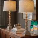 Oneach 27.75" Vintage Farmhouse USB Table Lamps Set of 2 for Living Room Bedroom Traditional Bedside Nightstand Lamp with Dual USB Port Resin Table Lamp with Rotary Switch for Living Room Bedroom