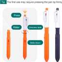 2 x Pen that Sprays Water, Water Spary Kids Toy Pen, 2 in 1 Funny Prank Retractable Pens for Pranks and Tricks, Writing and Spraying, Blue & Orange, 4pcs, 1 inch x 1 inch x 6.5 inches