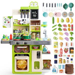 Kitchen for Little Chef with Sound, Steam, Light Effects, 63 pieces
