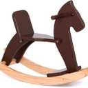 Rocking Horse Baby Ride On Toy for Kids Wooden Classic Design with Pedal and Safe Backrest Ideal Gift for Toddlers (Classic, Espresso)