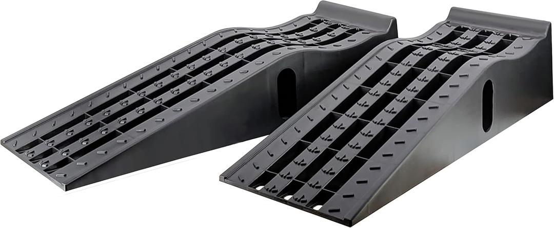 MaxxHaul 50515 6.25" Lift Car Ramps, 2-Pack  13,000lb GVW, Deep Grooved Surface for Stable Tire Placement, Heavy-Duty, Black