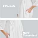 KYAL Women's Denim Short Summer Dress V-Neck Mid-Sleeve Shift Casual Relaxed Beach Party Flowy Dress (White, M)