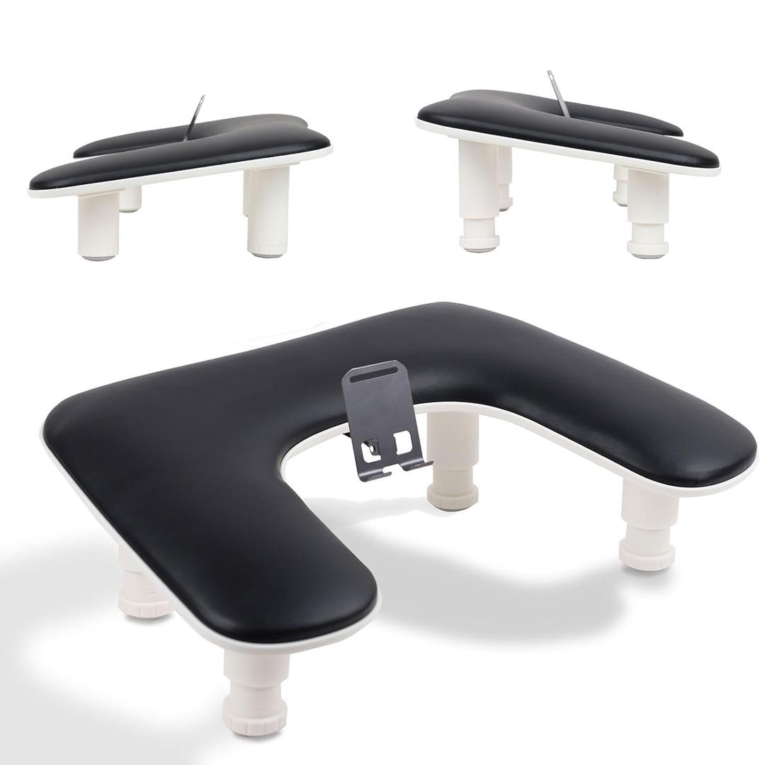 Arm Rest for Nails Tech with Adjustable Base,U shaped Comfortable Manicure Nail Hand Rest Stand Pillow Cushion for Acrylic Nail Art Tech (Black)
