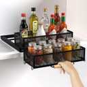 HOUSE AGAIN Pull Out Cabinet Organizer, Recessed 2-Tier Drop Down Storage for High/Deep Cabinets, Compact 12-Inch Hidden Organizer for Spices, Snacks and Small Bottles (Black)