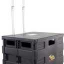 dbest products Quik Cart Collapsible Rolling Crate on Wheels for Teachers Tote Basket 80 lbs Capacity, Made from Heavy Duty Plastic Used as a Seat, Black