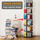 SpaceAid 6 Tier Rotating Bookshelf Tower, 360 Display Stackable Spinning Bookcase, Space Saving Revolving Round Book Shelf, Floor Standing Swivel Corner Organizer, Black