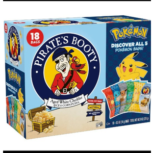 Pack of 3, Pirate's Booty Aged Chips White Cheddar Puffs Snack Multipack Pokemon - 9oz/18ct, 01/26/26