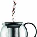 Bodum 34oz Assam Glass Tea Press with Stainless Steel Filter, Black Plastic Lid