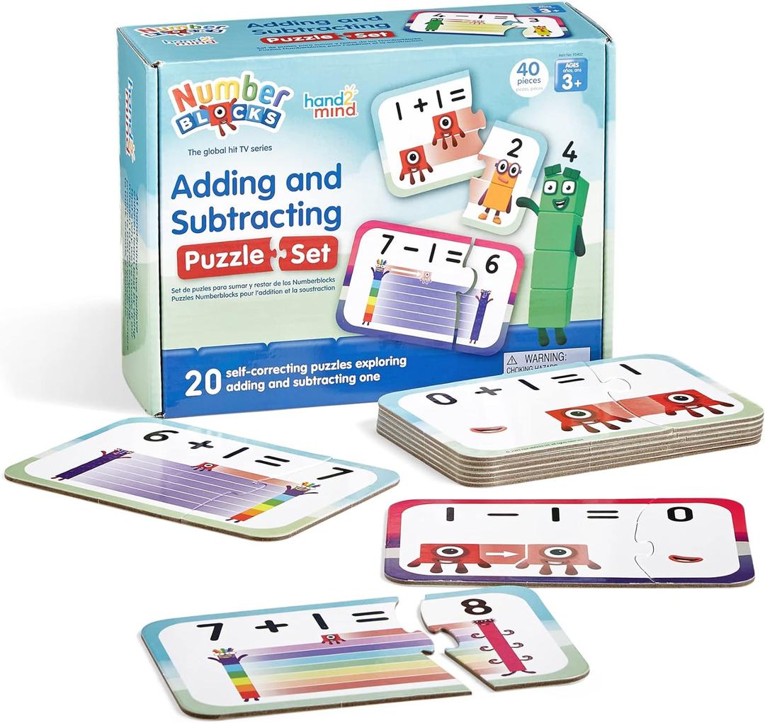 hand2mind Numberblocks Adding and Subtracting Puzzle Set, Addition and Subtraction Games, Number Puzzle, Matching Game, Preschool Math Toys, Toddler Educational Toys, Easter Basket Stuffers for Kids