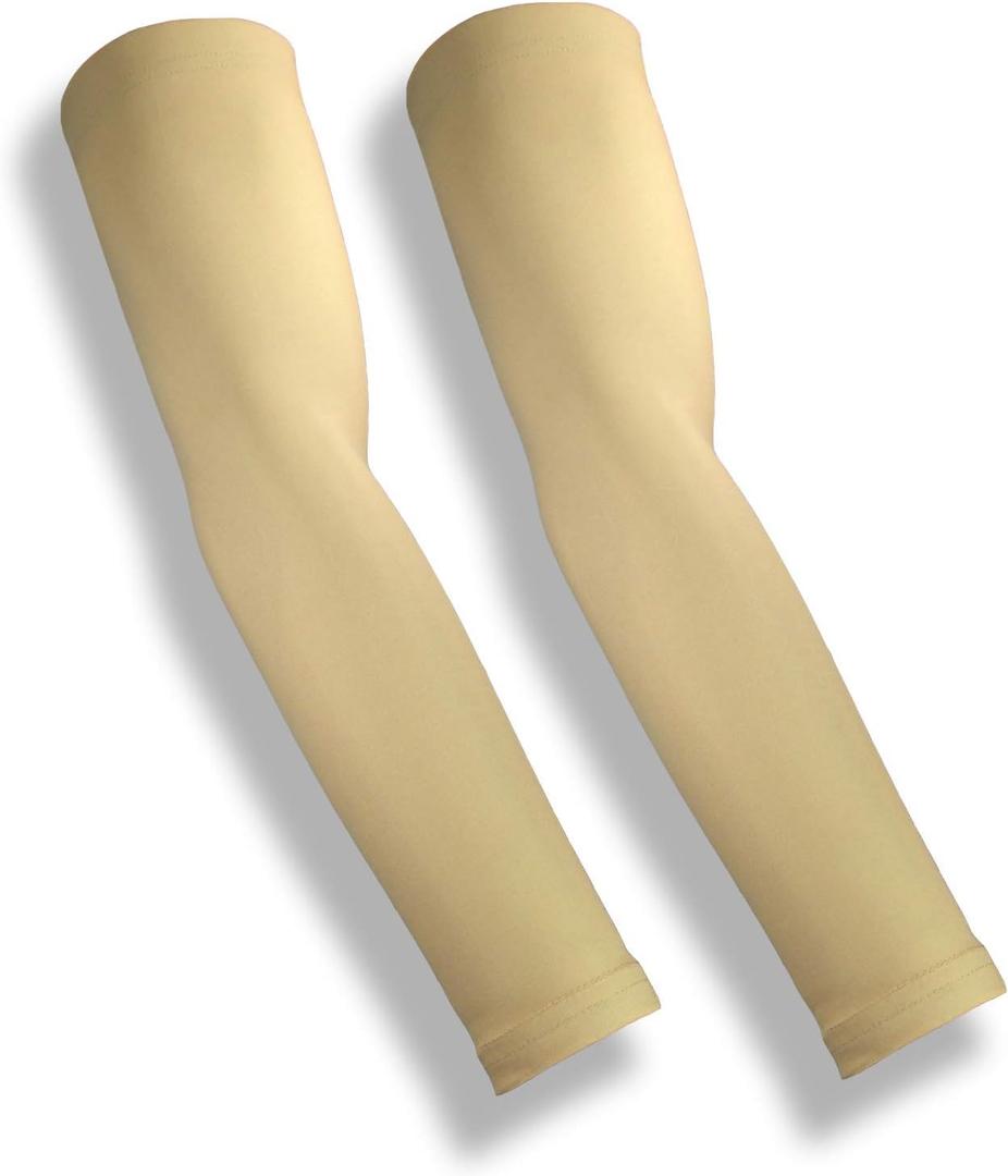 Skin Guards Skin Protection Full Arm Sleeves + Made in USA - Pair (Medium-Large, Light)