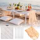 Novabright 4 Person 21.5 x 43 Inches Boho Table Low Folding Picnic Table Beach Portable Low Wood Floor Event Foldable Garden Wedding Party Camping Picnic with Runner Set(Retro White)