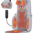 Shiatsu Neck and Back Massager with Heat - 3D Kneading & Vibration Full-Back Massage Cushion to Ease Muscle Stiffness, Adjustable Intensity & Height for Office Chair, Home Use (Grey)