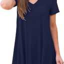 AWULIFFAN Women's Summer Casual Short Sleeve V-Neck T-Shirt Tunic Tops Blouse Shirts, S