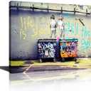 Life Is Short Banksy Wall Decor - Playing Babies Cartoon Canvas Print Wall Art for Living Room Decor (24L" x 18W")