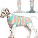 FUAMEY Recovery Suit for Dogs After Surgery Soft Bodysuit Mint Green Stripes XS
